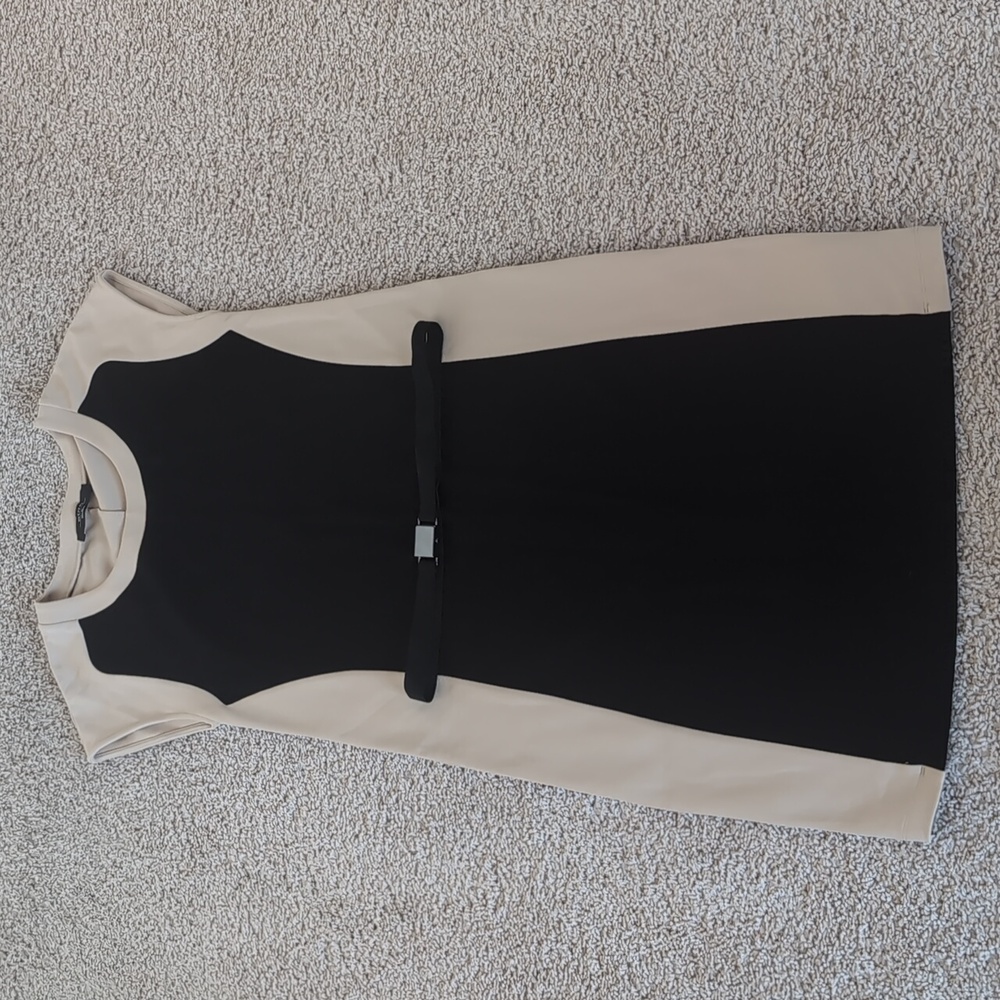 MaxMara Black and Cream Midi Dress